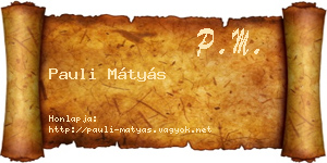 Pauli Mátyás névjegykártya